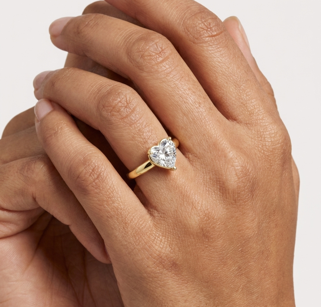 Gold 1 50Ct Solitaire Classic Heart Lab Grown Diamond Zafyn Ring