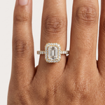 Gold 1Ct Emerald Halo Pave Lab Grown Diamond Zaki Ring