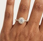 Gold 1Ct Petal Cluster Halo Round Lab Grown Diamond Zalya Ring