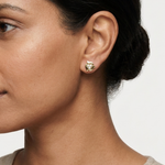 Gold Abstract Floral Setting Round Lab Grown Diamond Zanra Earring