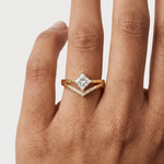 Gold Princess Chevron Lab Grown Diamond Zanvi Ring