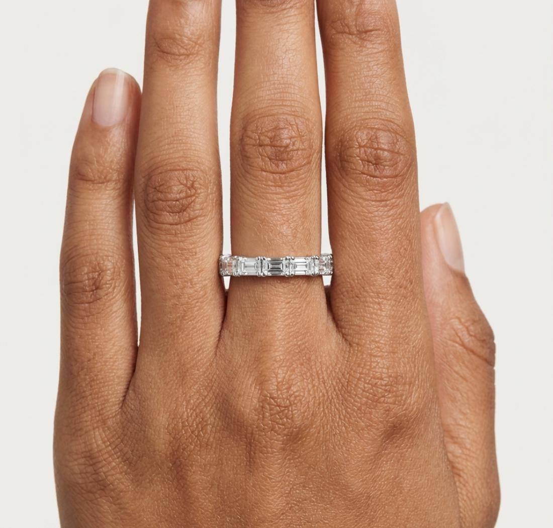 Gold 1Ct Eternity Classic Emerald Lab Grown Diamond Zaviel Ring