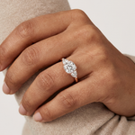 Gold 2Ct Trillion Three Stone Lab Grown Diamond Zavrix Ring