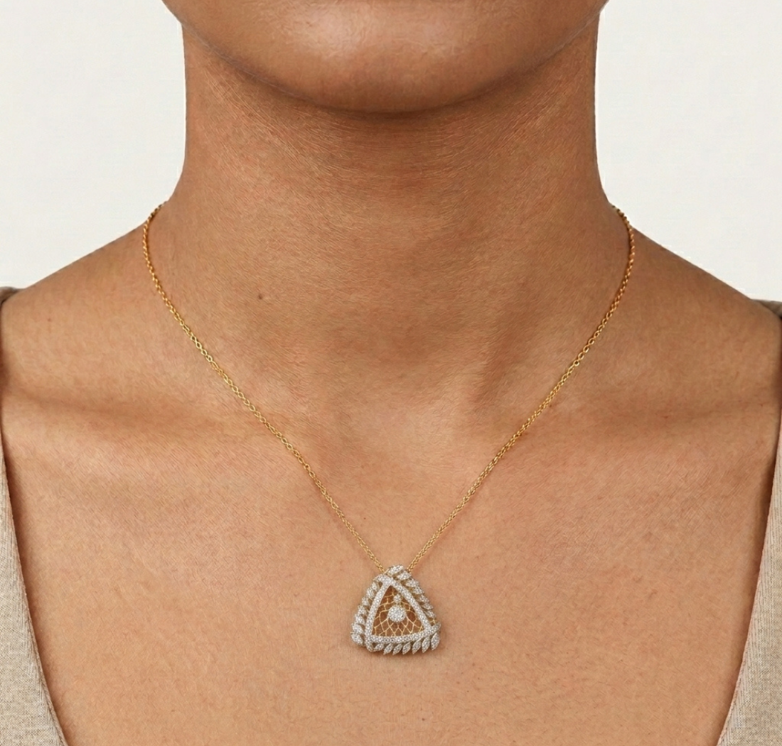 Gold 1Ct Cluster Round Lab Grown Diamond Zerion Pendant