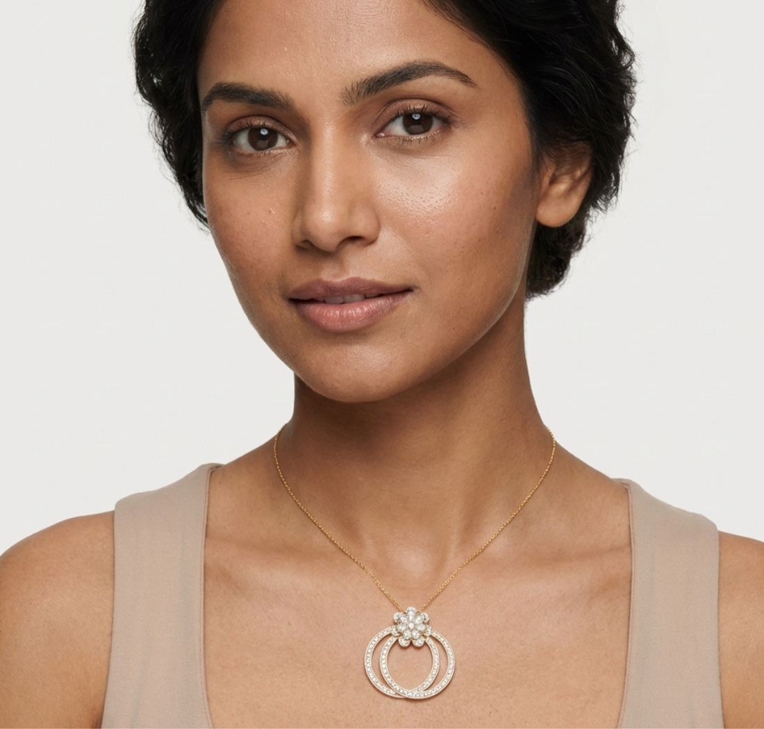 Gold 5Ct Floral Halo Pear Lab Grown Diamond Zerith Pendant