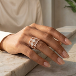 Gold Multi Row Pave Band Round Lab Grown Diamond Zerlyn Ring
