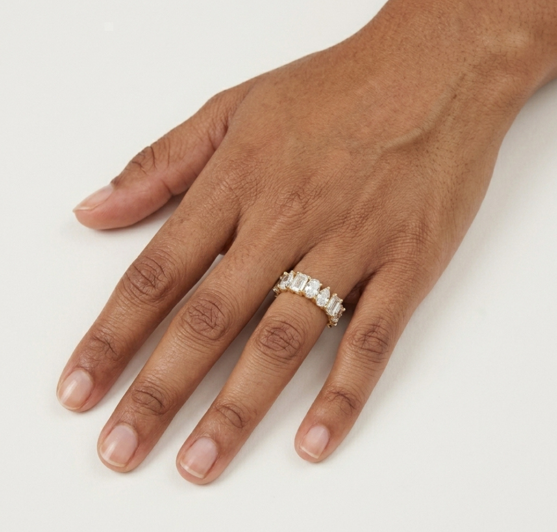 Gold 4Ct Mixed Shape Prong Eternity Lab Grown Diamond Ziora Ring