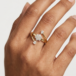 Gold Floral Cluster Drop Round Lab Grown Diamond Ziven Ring