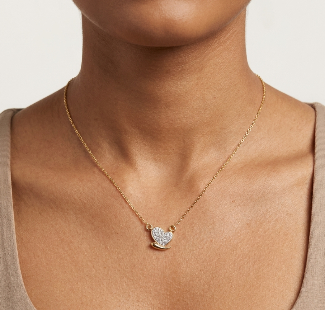 Gold Pave Heart Lab Grown Diamond Zorex Pendant