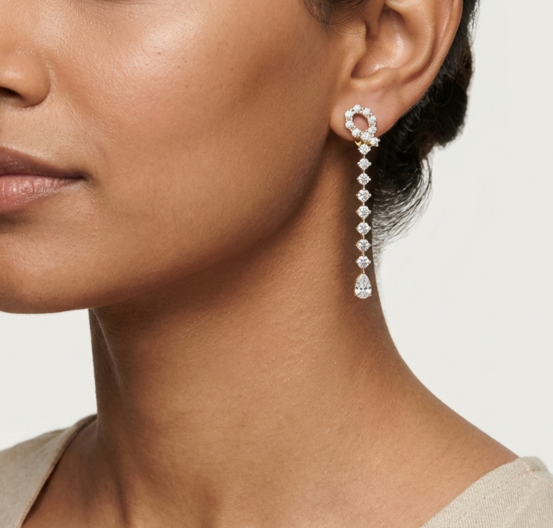 Gold 2 50Ct Halo Drop Pear Lab Grown Diamond Zorixa Earring