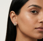Rose Gold Geometric Floral Pave Design Round Lab Grown Diamond Zyara Earring