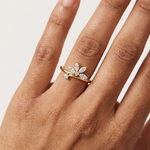 Gold Floral Marquise Setting Lab Grown Diamond Zyven Ring
