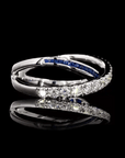 Awaken’s Celestial Twist: Blue and White Diamond Ring