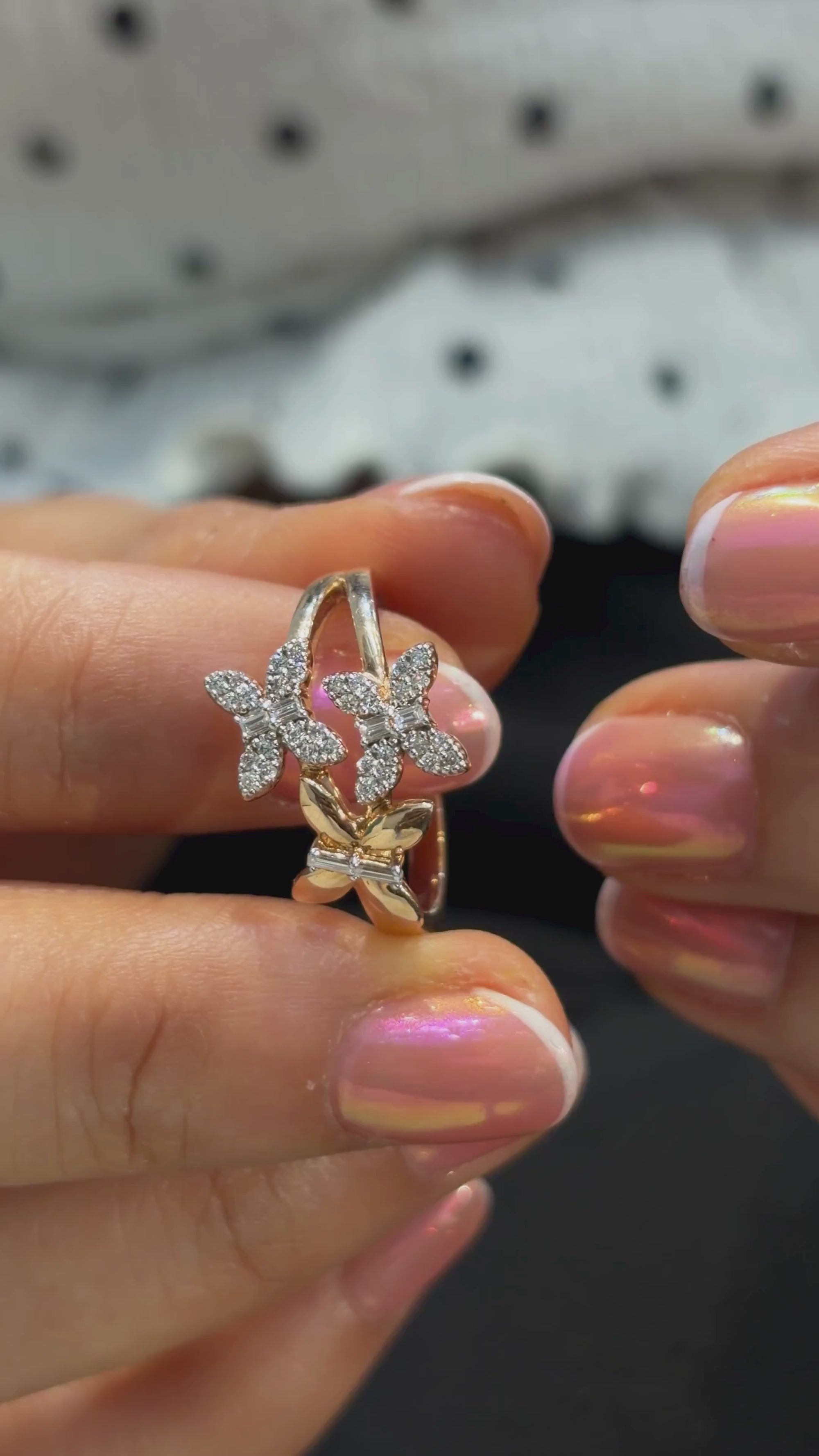Twin floral round baguette lab grown diamond dalia ring