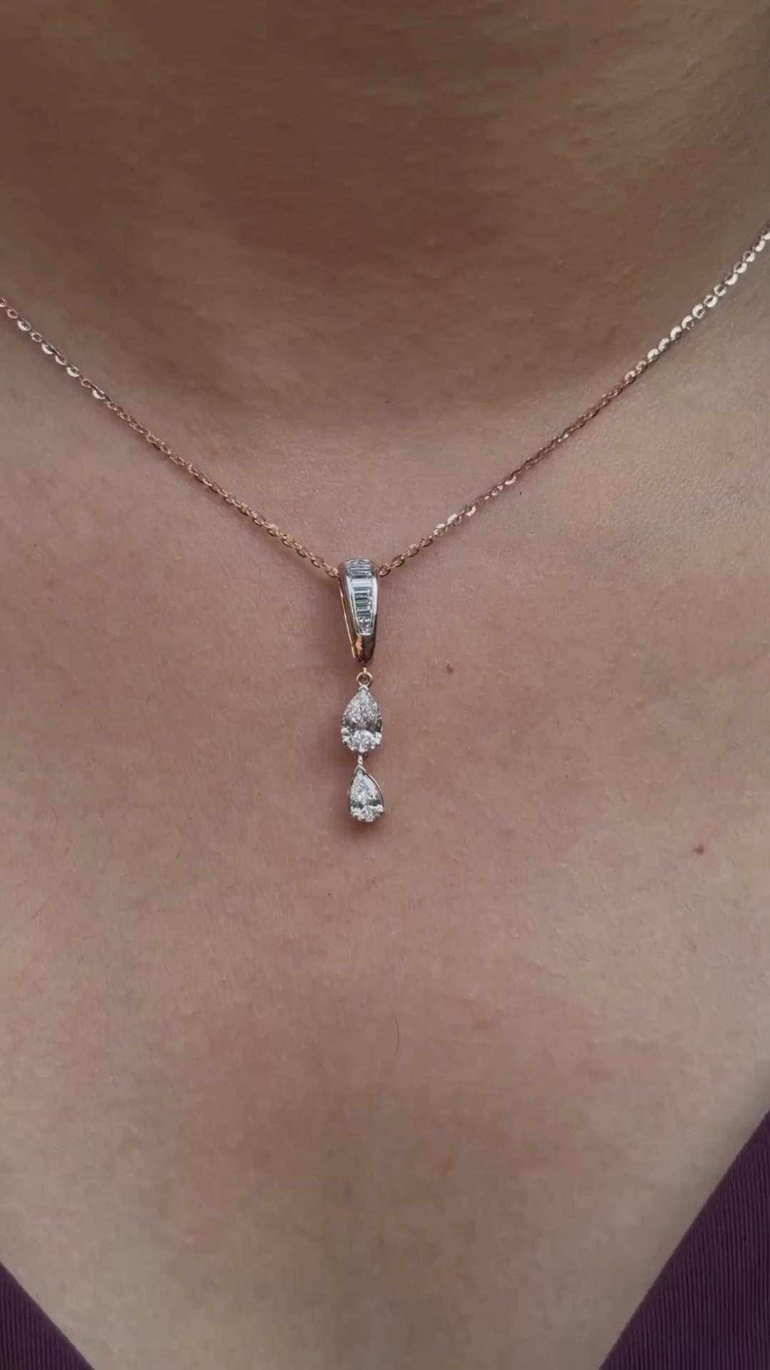 Graduated Pear Drop Lab Grown Diamond Marisol Pendant 