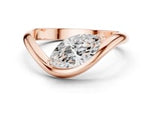 rose gold Lab grown diamond ring designed with an open crossover band framing a marquise cut diamond