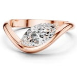 rose gold Lab grown diamond ring designed with an open crossover band framing a marquise cut diamond
