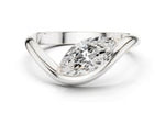 Lab grown diamond ring crafted in white gold showcasing a marquise centerpiece within a flowing wrap design.