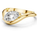 yellow gold lab grown diamond ring highlighting a contemporary wrap-band design with marquise diamond.