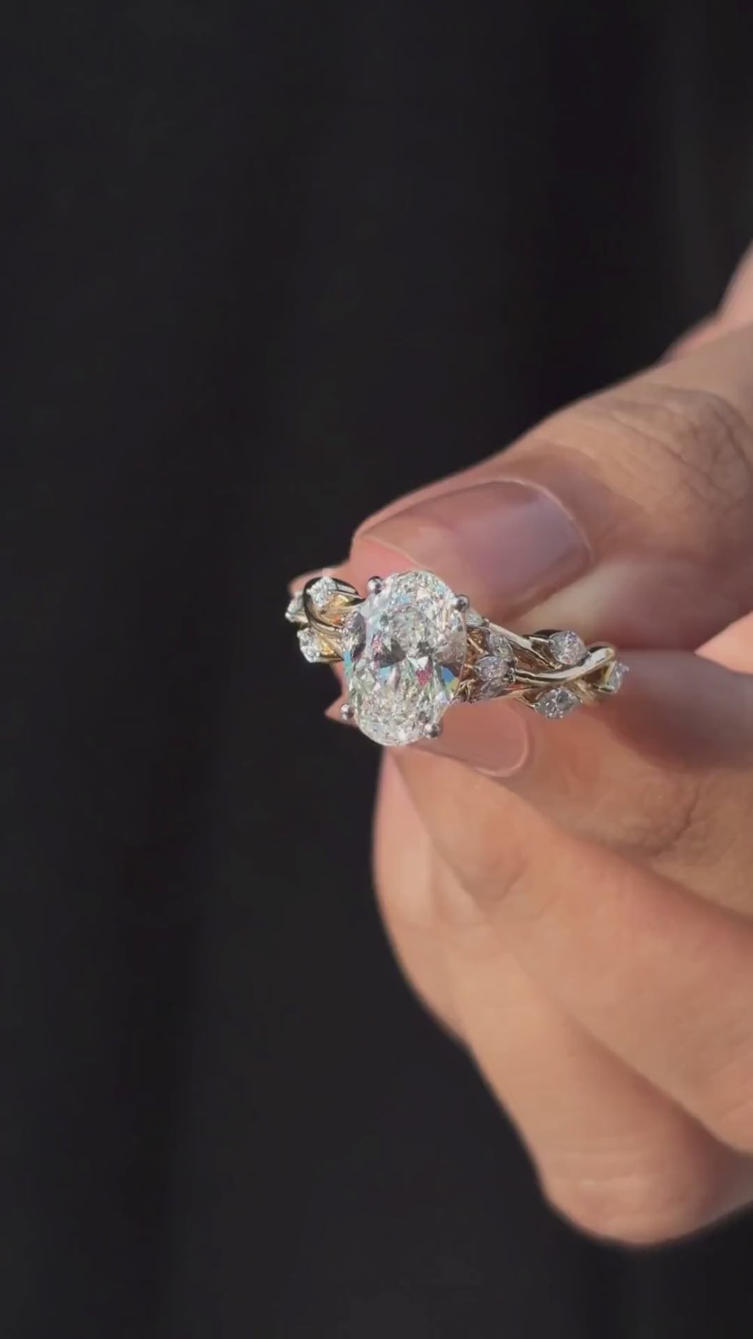 Oval Leaf-Vine Lab Grown Diamond Fioria Engagement Ring