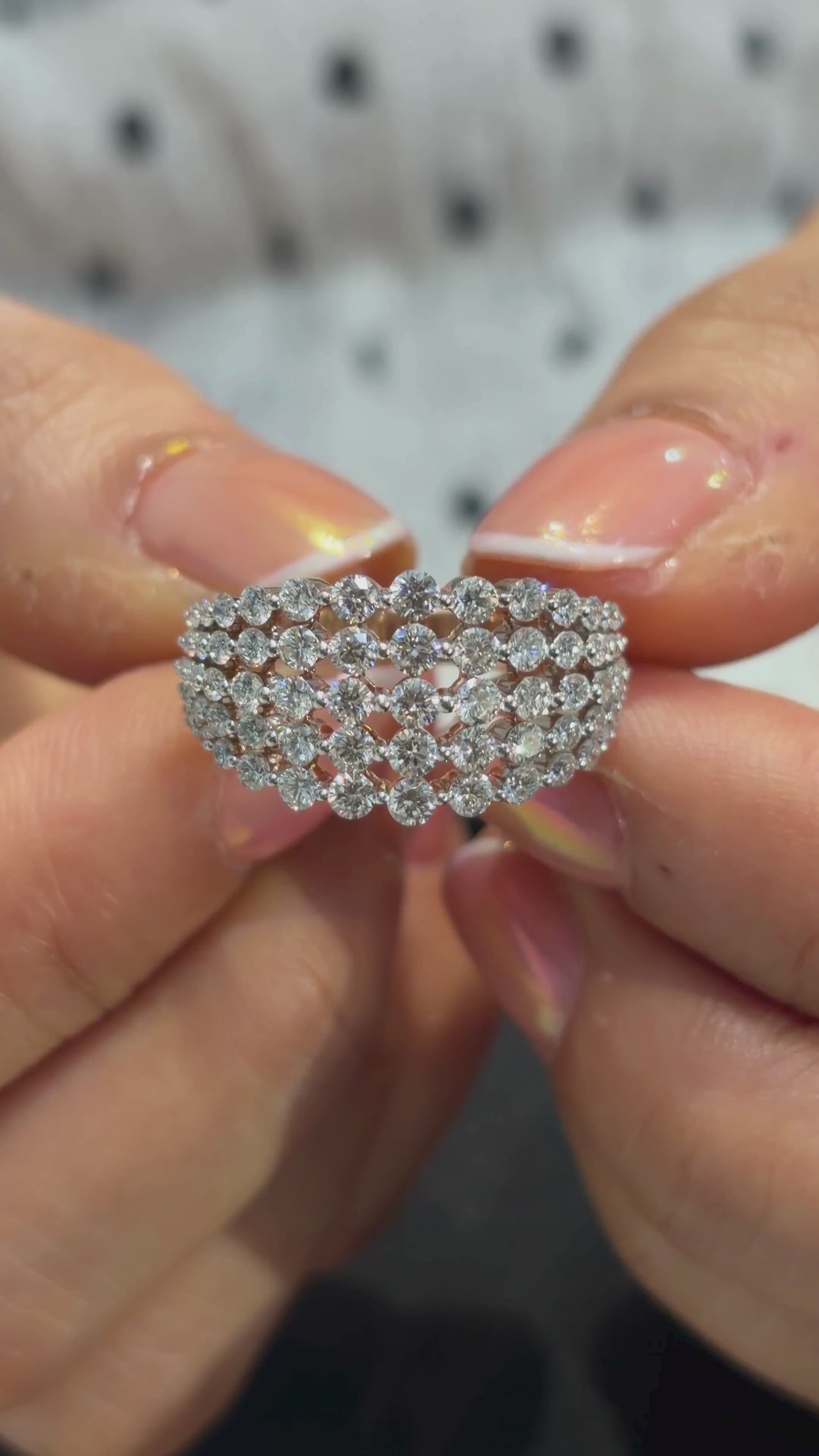 Multi row cluster band round lab grown diamond soleil ring