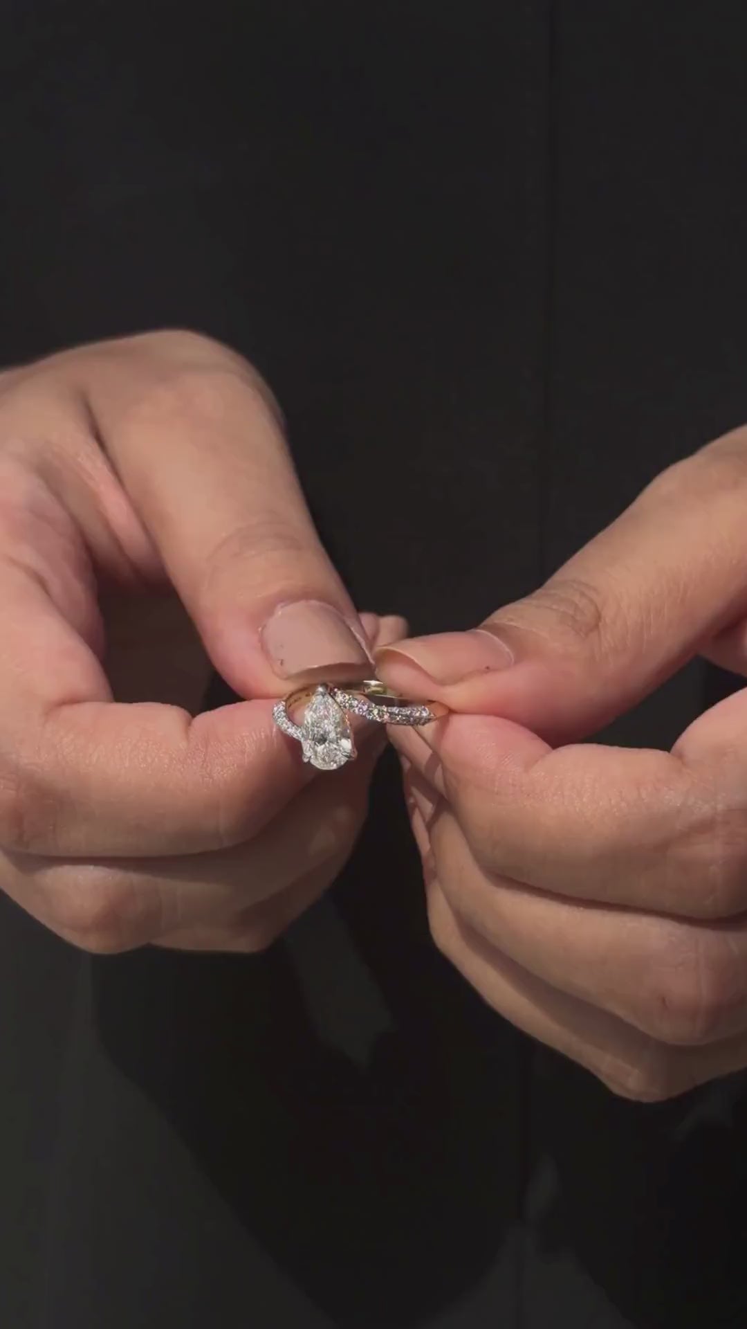 Pear Twist Pave Lab Grown Diamond Isavel Engagement Ring 
