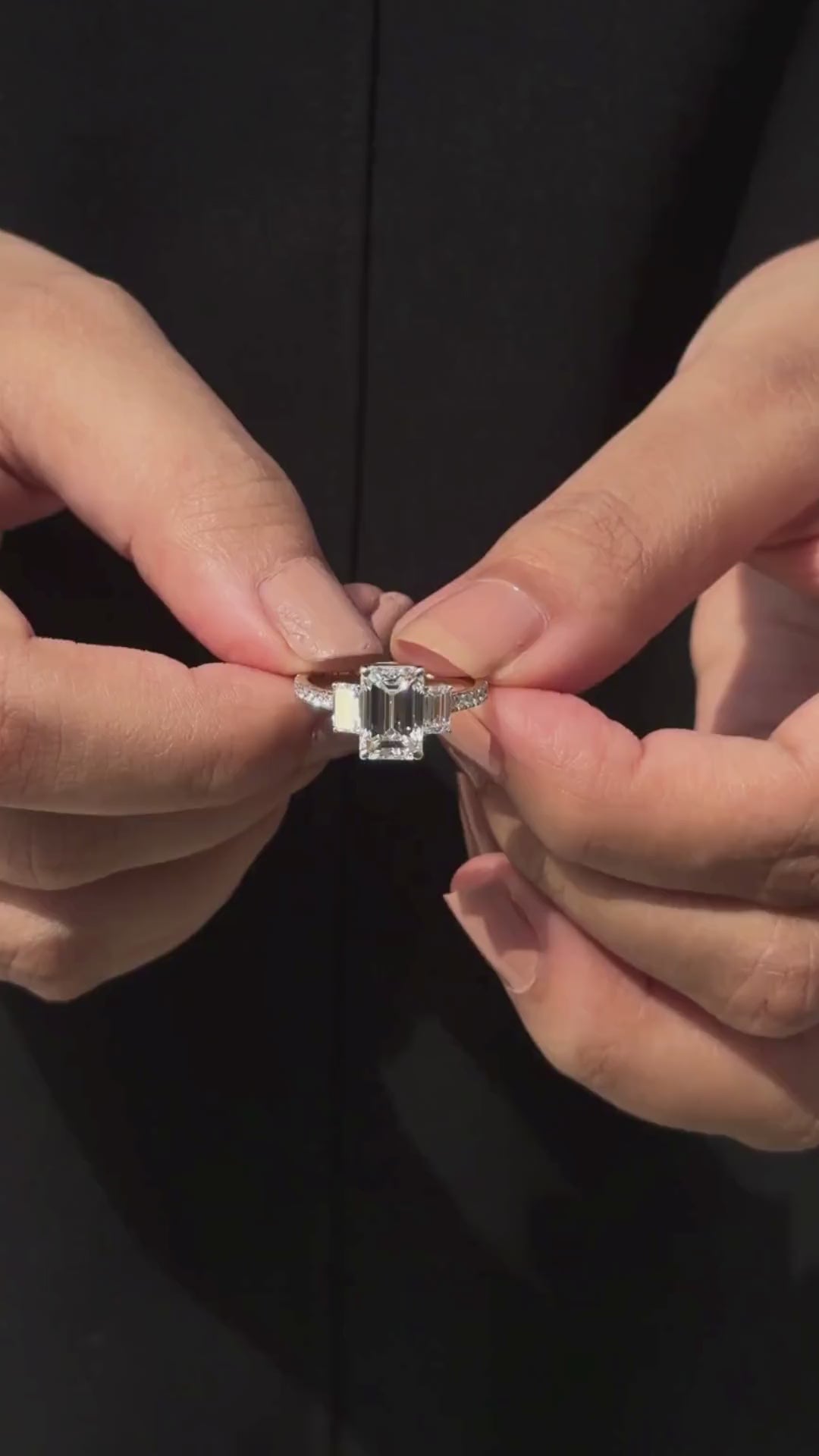 Emerald Cut Three-Stone Lab Grown Diamond Aurelle Engagement Ring